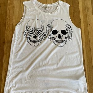 Zara Hear No See No Speak No Evil Skull Tank